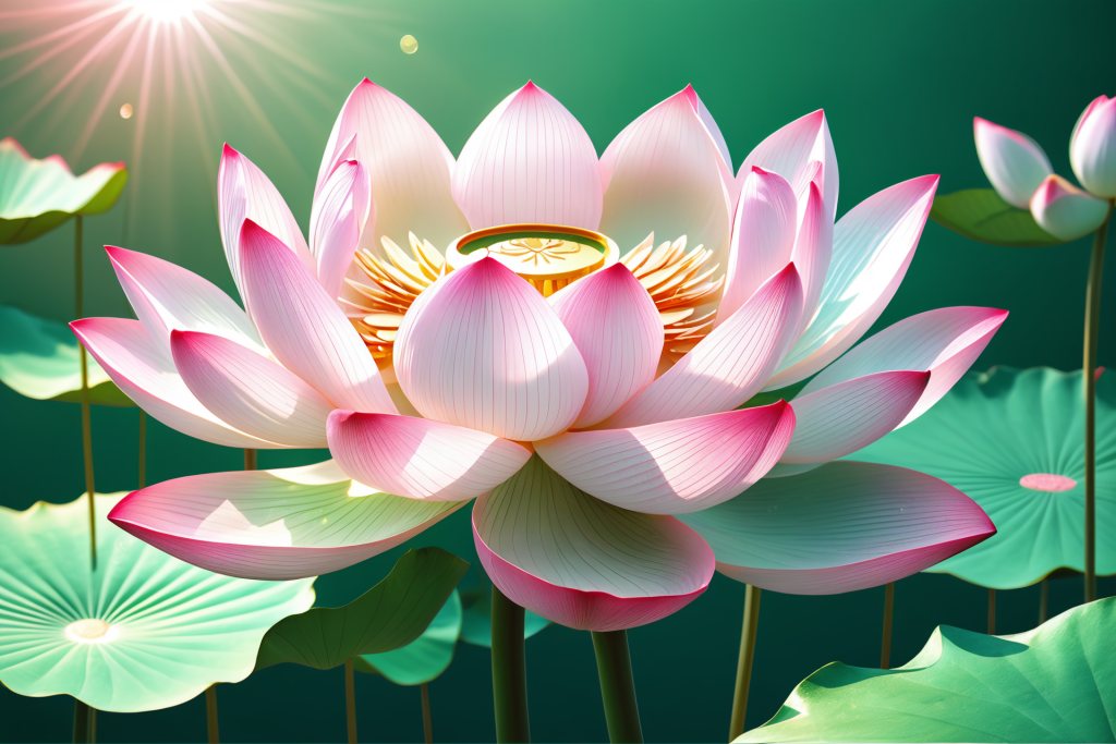 绿植大暑仲夏荷花荷叶插画图片