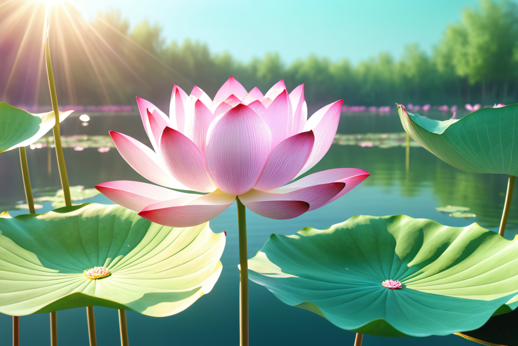 绿植大暑仲夏荷花荷叶插画图片