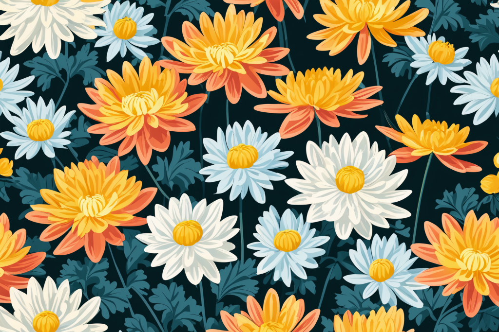 雏菊九月菊菊花花朵插画图片