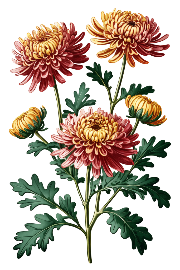绿植艺术创作菊花花朵插画图片