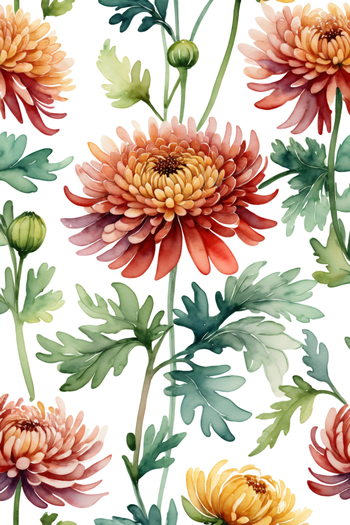 盛开草本植物素材菊花花朵插画图片