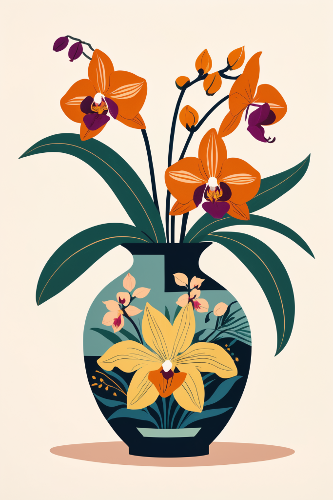 优雅美丽的水彩兰花植物图片插画