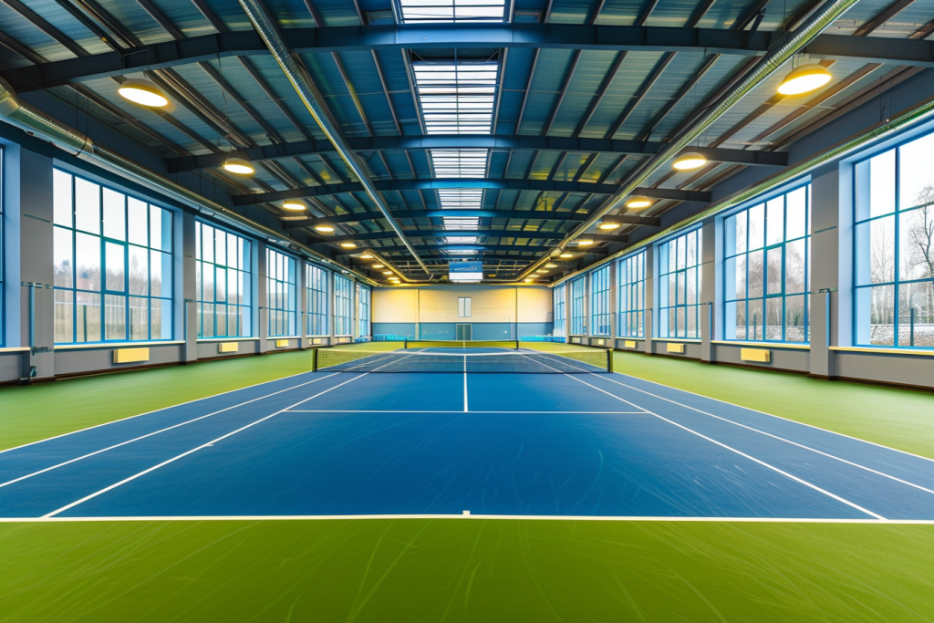 宽阔的网球俱乐部运动场地摄影图片