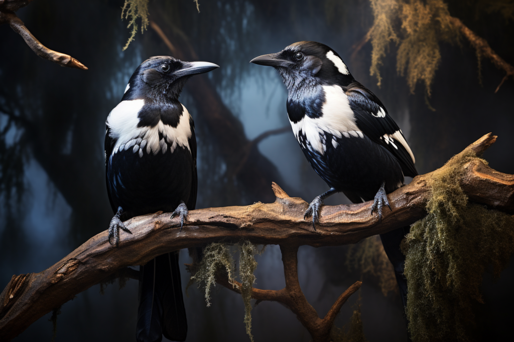 抓拍站立喜鹊动物图片摄影图