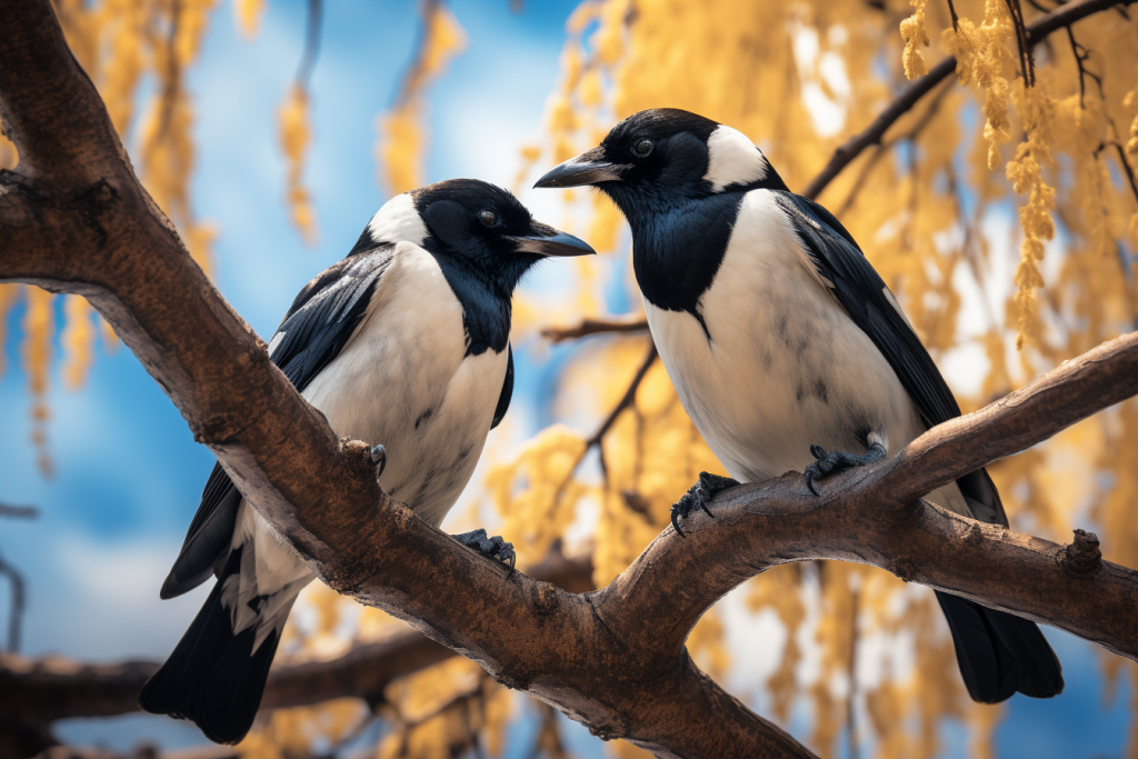 空中抓拍喜鹊动物图片摄影图