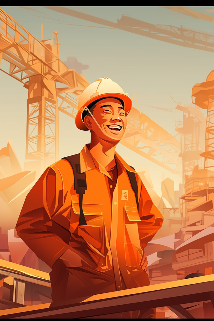 工地男生建筑工人图片插画