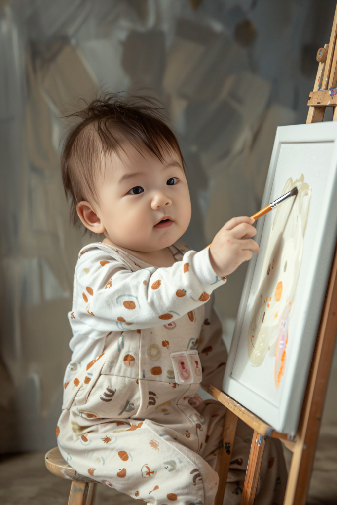 孩子丙烯孩童可爱儿童画画图片摄影图