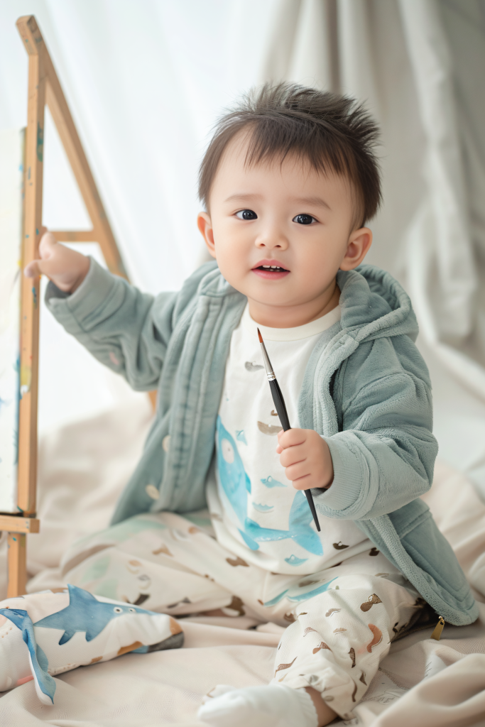 孩子丙烯孩童可爱儿童画画图片摄影图