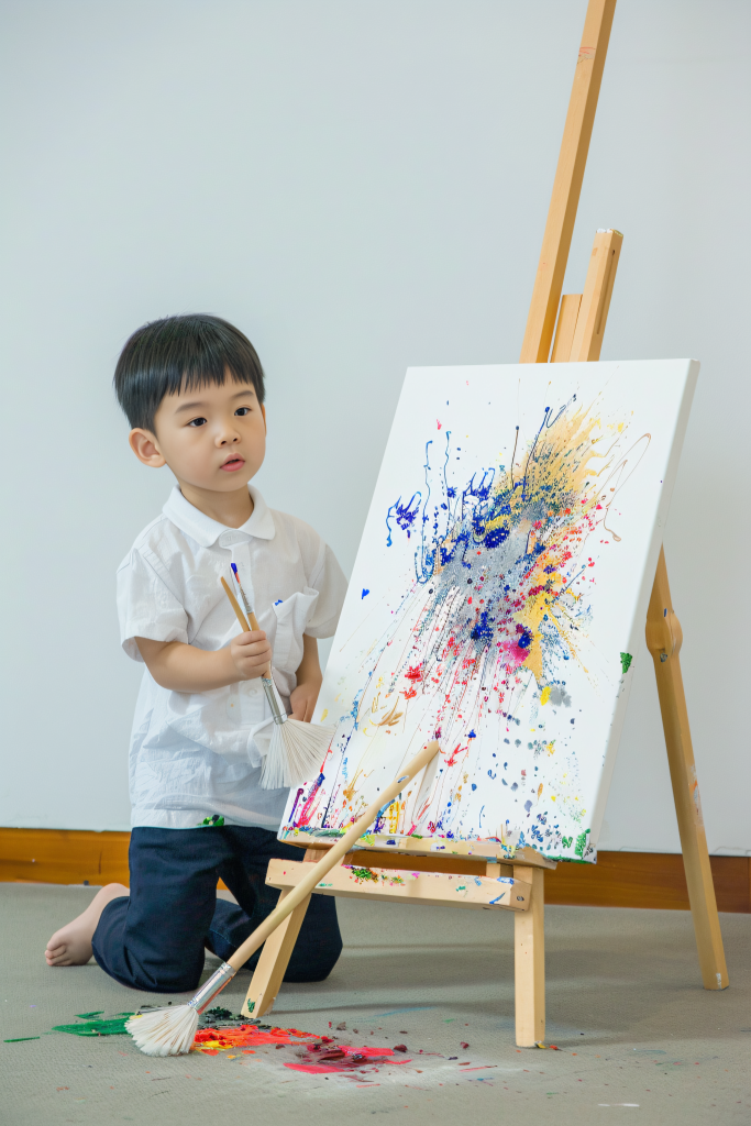 油彩可爱儿童画画图片摄影图