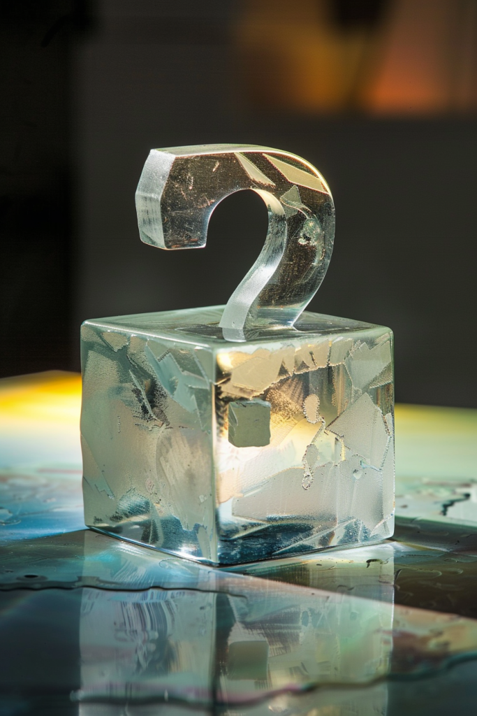 摆设装饰玻璃问号方块图片摄影图