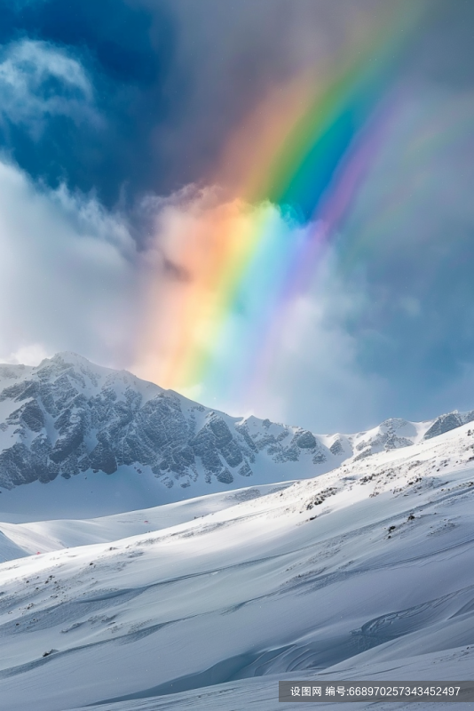 气象彩虹雪景图片摄影图