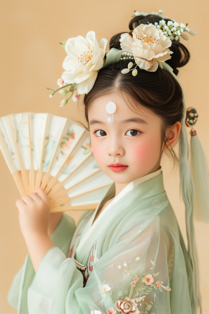 女生簪花女孩人物图片摄影图