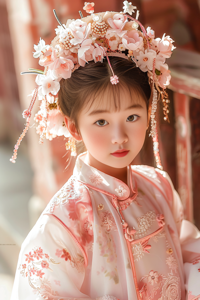 美丽簪花女生人物图片摄影图