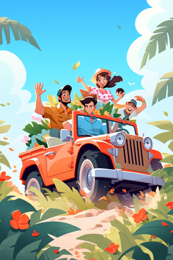 白云开车五一旅游图片插画图