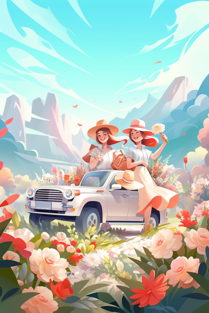 假期五一旅游图片插画图