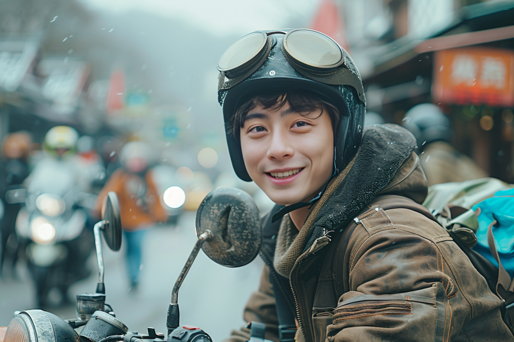 机车男女人物肖像摄影图