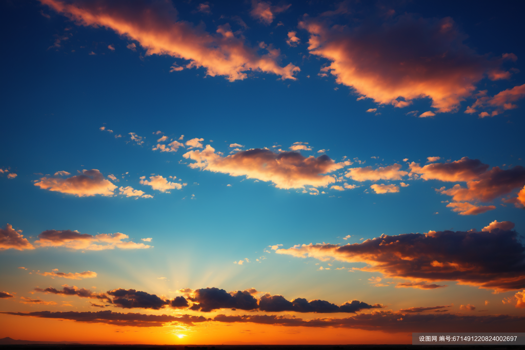 夕阳日落云海天空图片摄影图