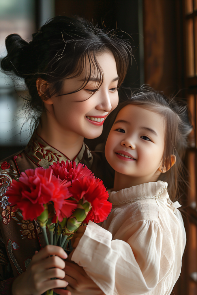 温馨温柔母亲节肖像人物摄影图