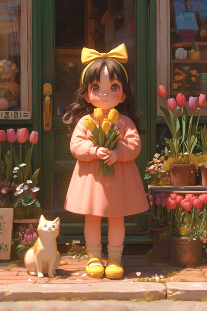 花店捧花优雅女孩