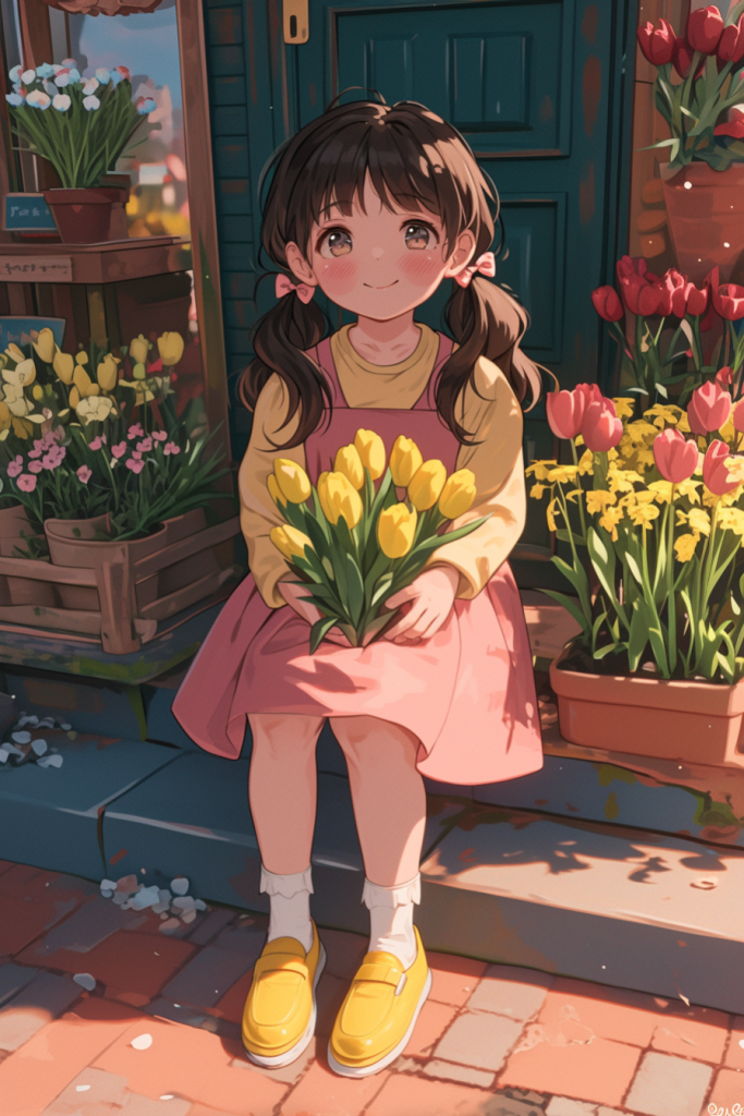 花店捧花优雅女孩