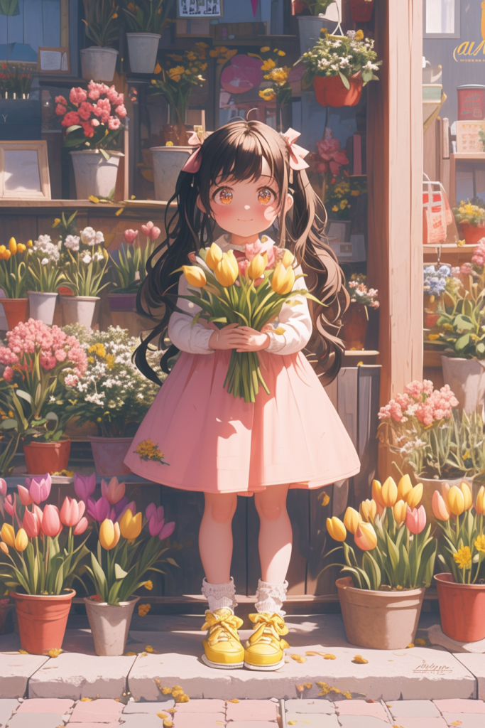 花店捧花美丽女孩