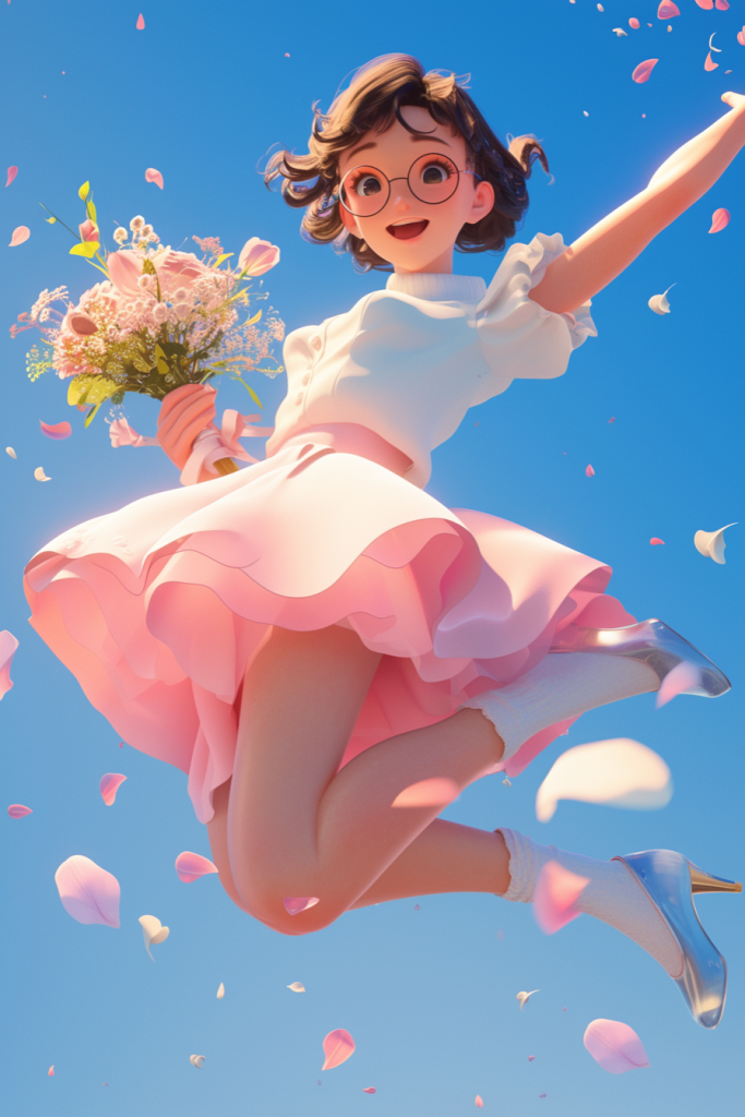 捧花甜美女生人物模型