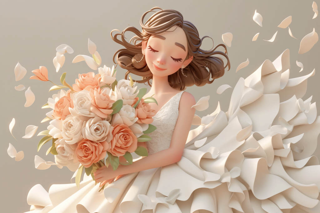 快乐的捧花温婉女孩