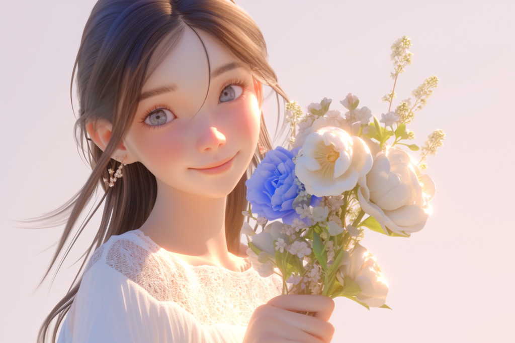 人物模型捧花温婉女孩