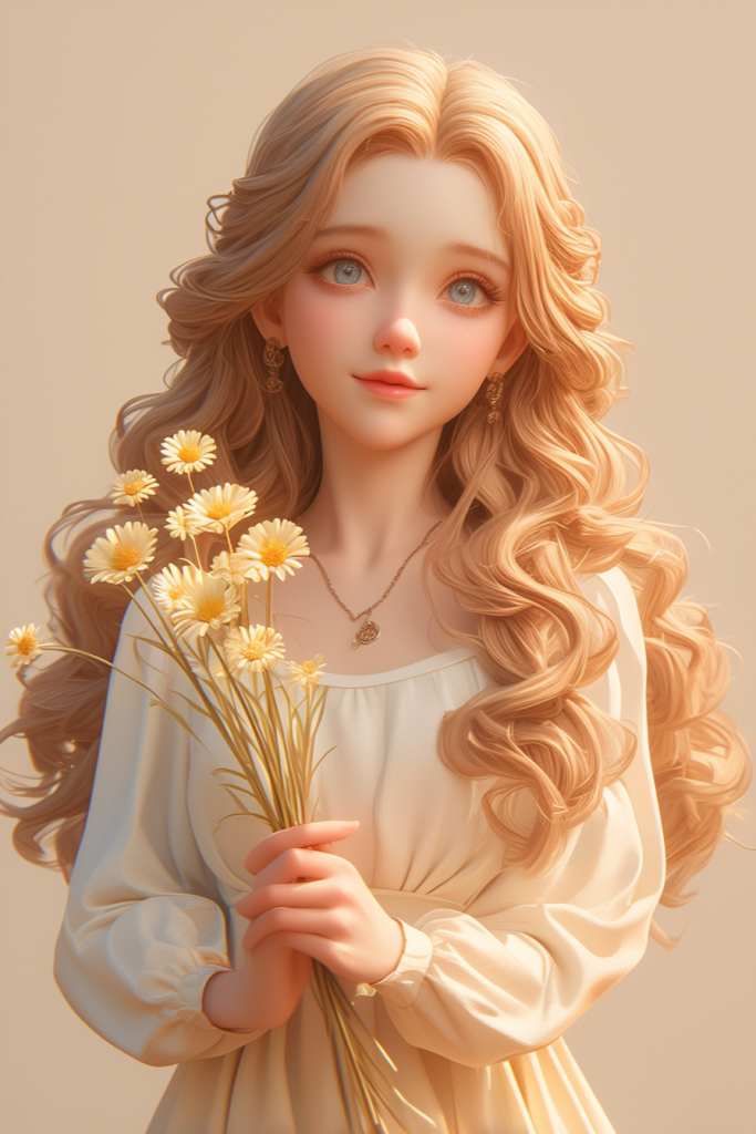 捧花可人女生人物模型