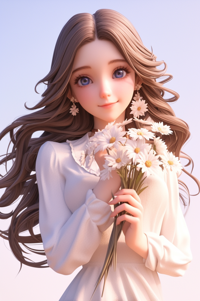 捧花快乐女生人物模型