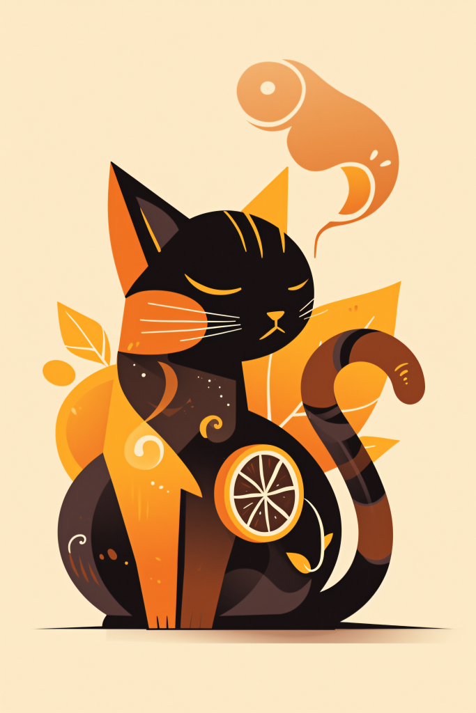 扁平化插图猫咪手绘