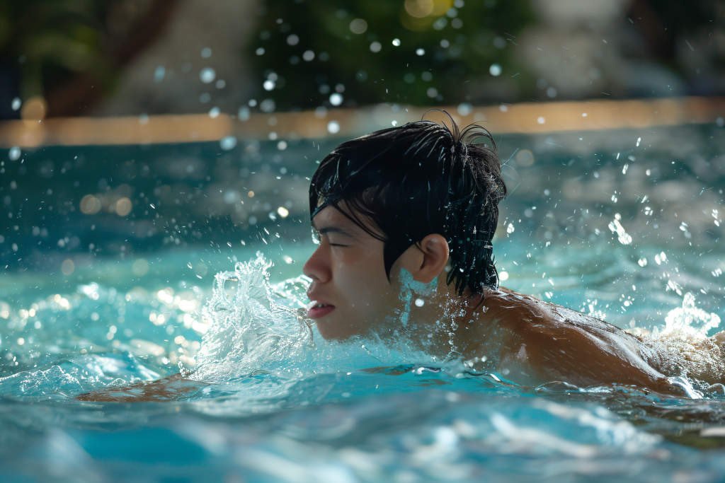 游泳教练泳池人物摄影