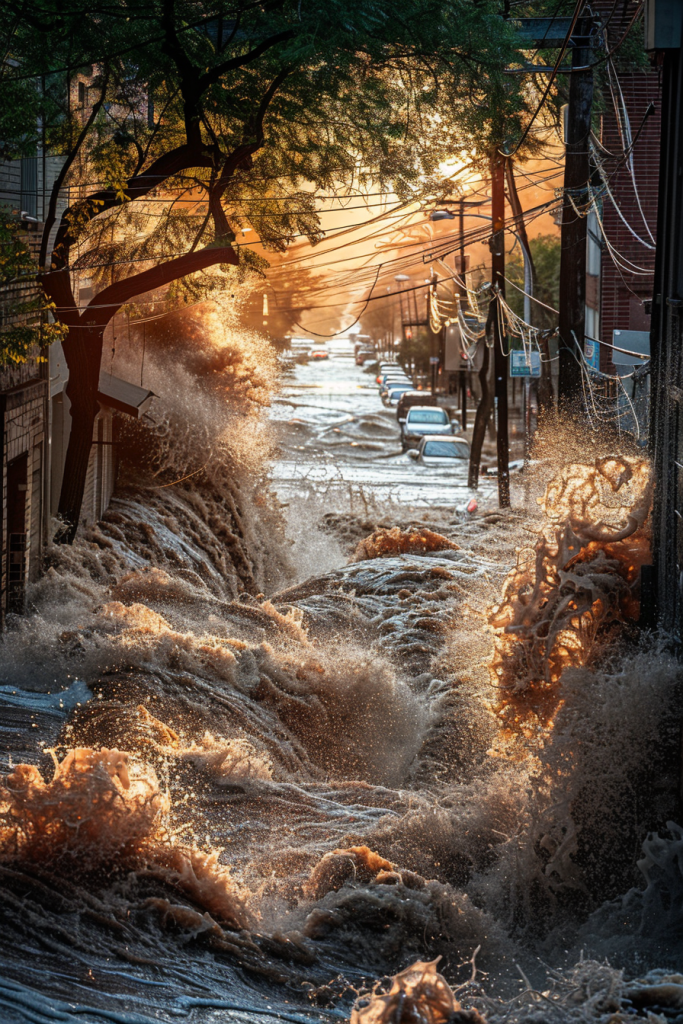 自然灾难城市泄洪图片