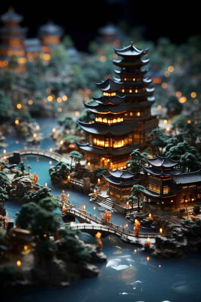 国风山水建筑立体地产模型