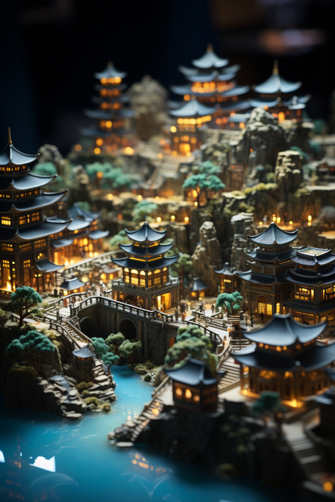 国风山水建筑立体地产模型