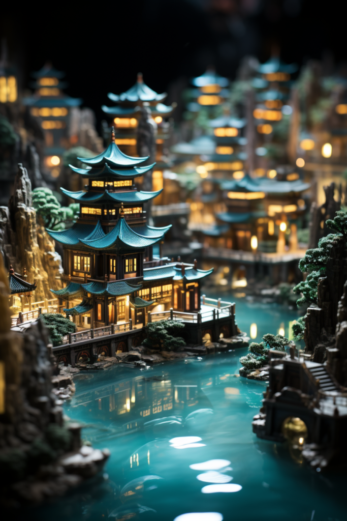 中式山水建筑中式地产模型