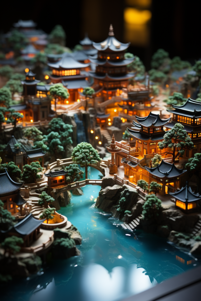 国风山水建筑中式地产模型