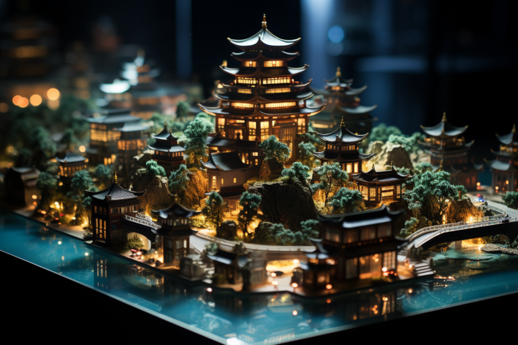 国风山水建筑中式地产模型