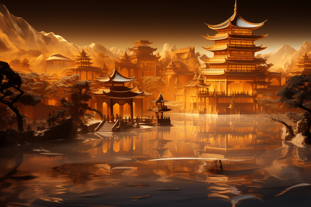 古风山水建筑景观模型图