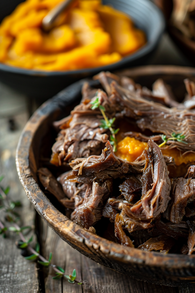 有机南瓜炖肉摄影图