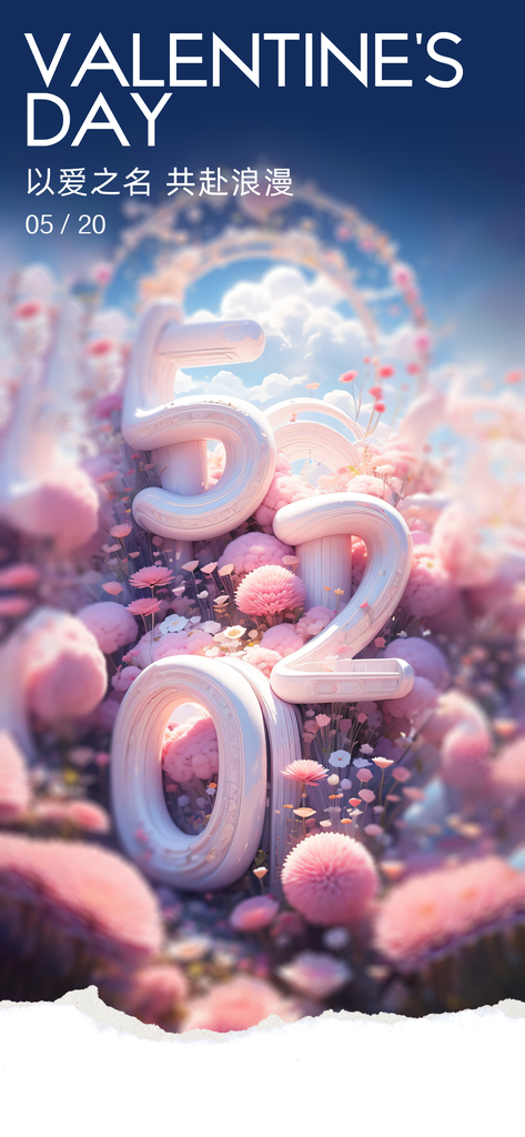 520情人节简约浪漫手机海报