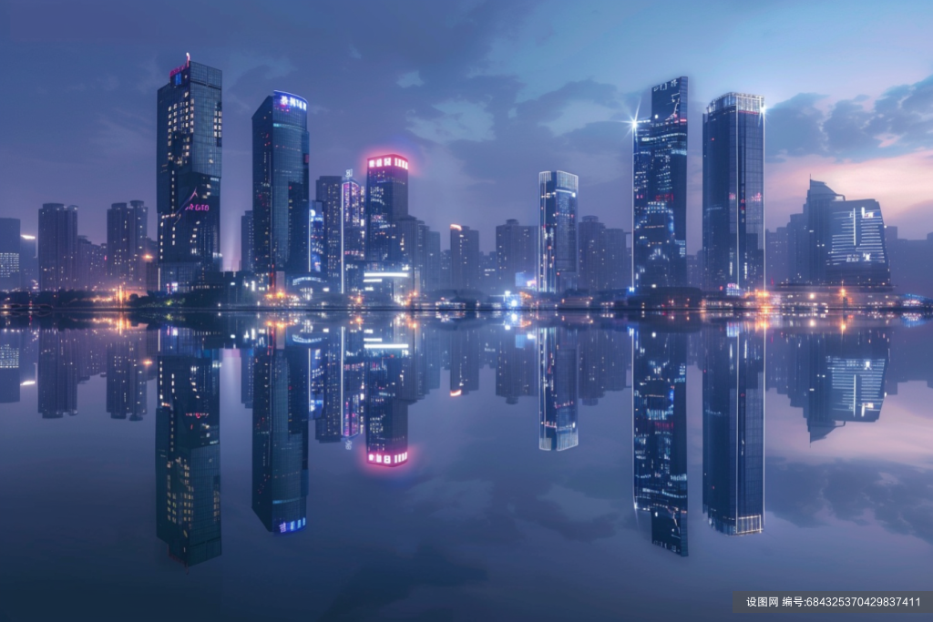 现代化都市高楼夜景摄影图png下载_编号684325370429837411-设图网