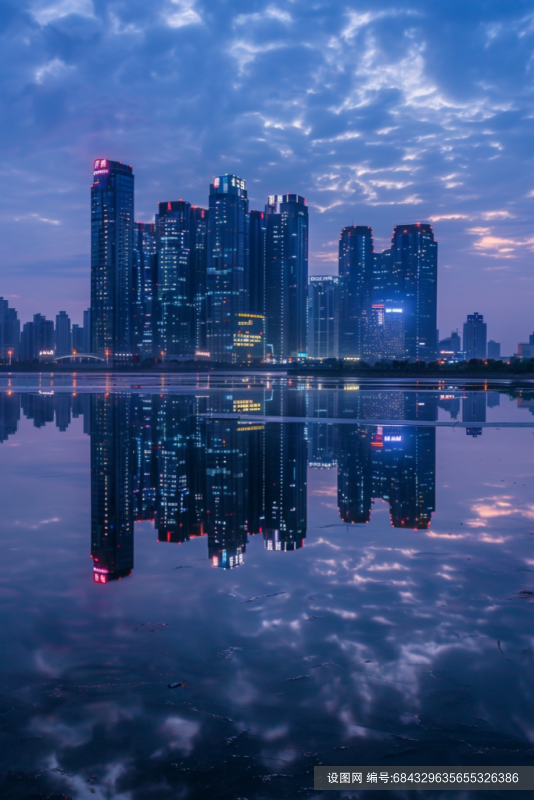 城市高楼大厦夜景摄影图