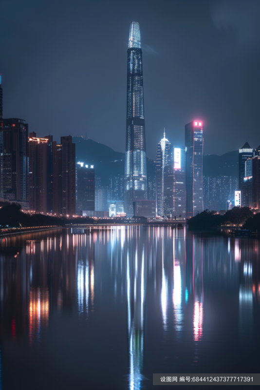 绚丽海滨城市夜景