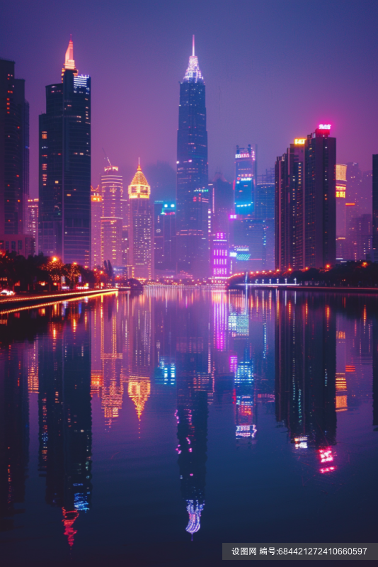 现代化都市高楼夜景图片