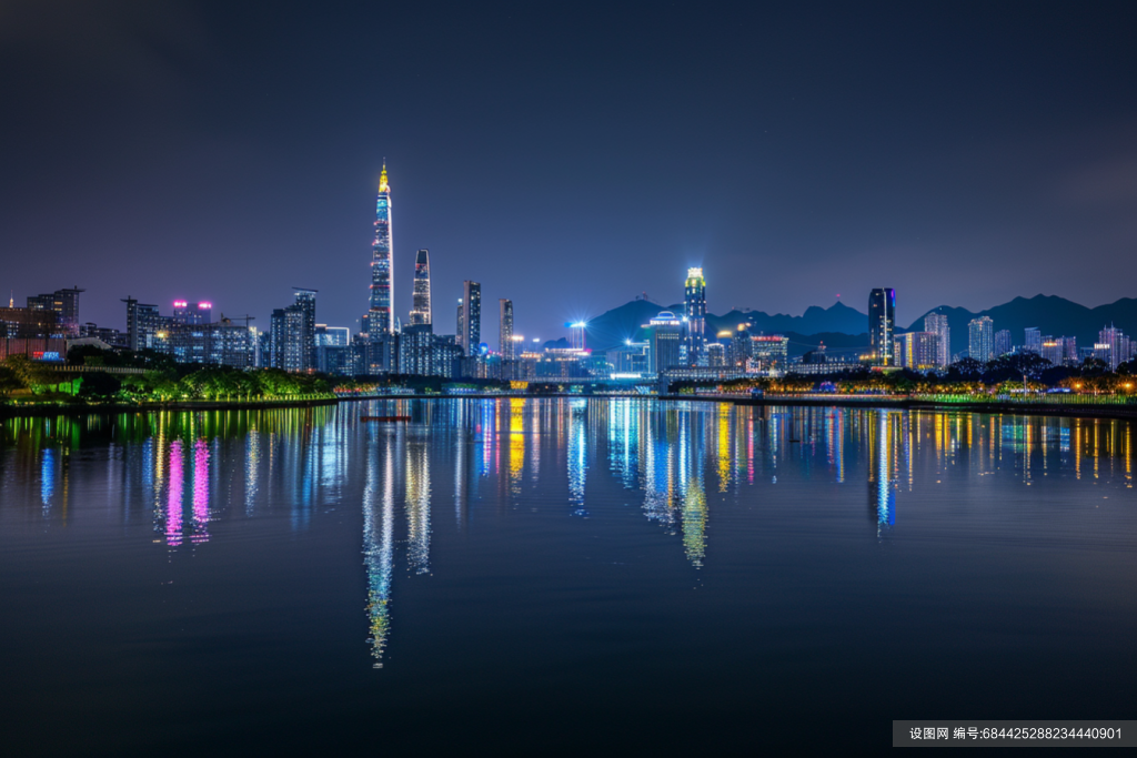 城市高楼大厦夜景图片