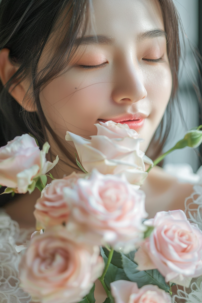 漂亮鲜花美女人物肖像摄影