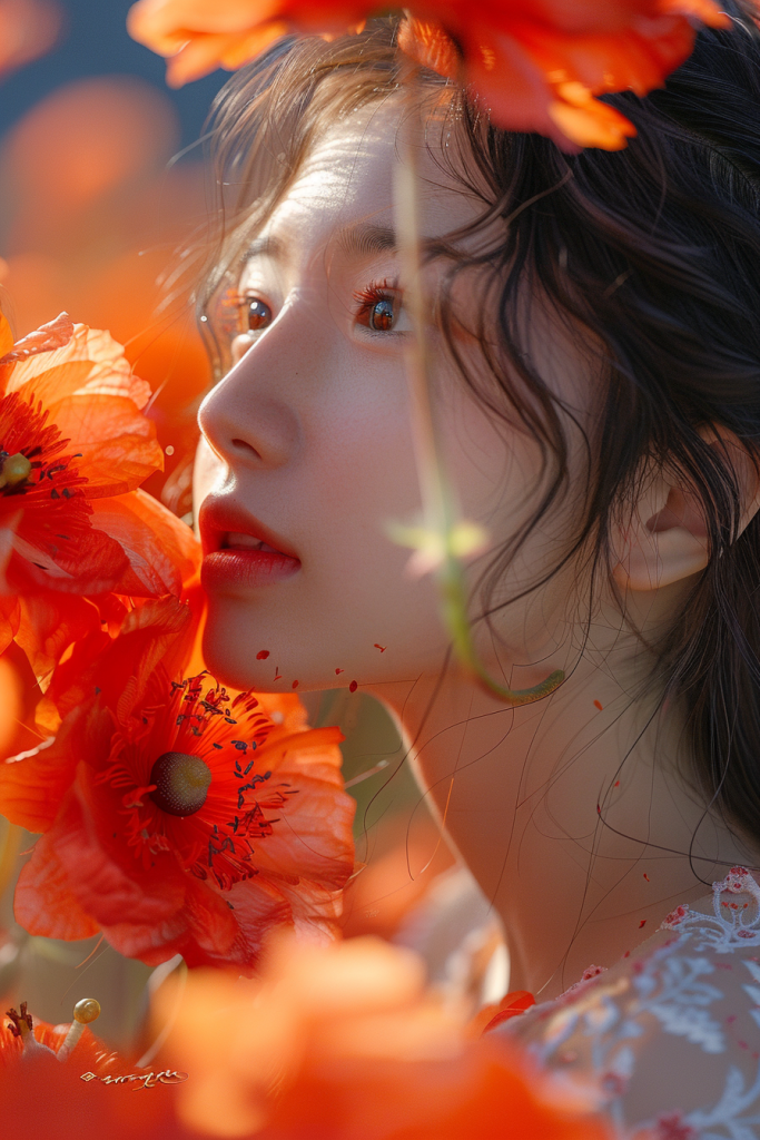 赏花春季鲜花少女肖像人物摄影图