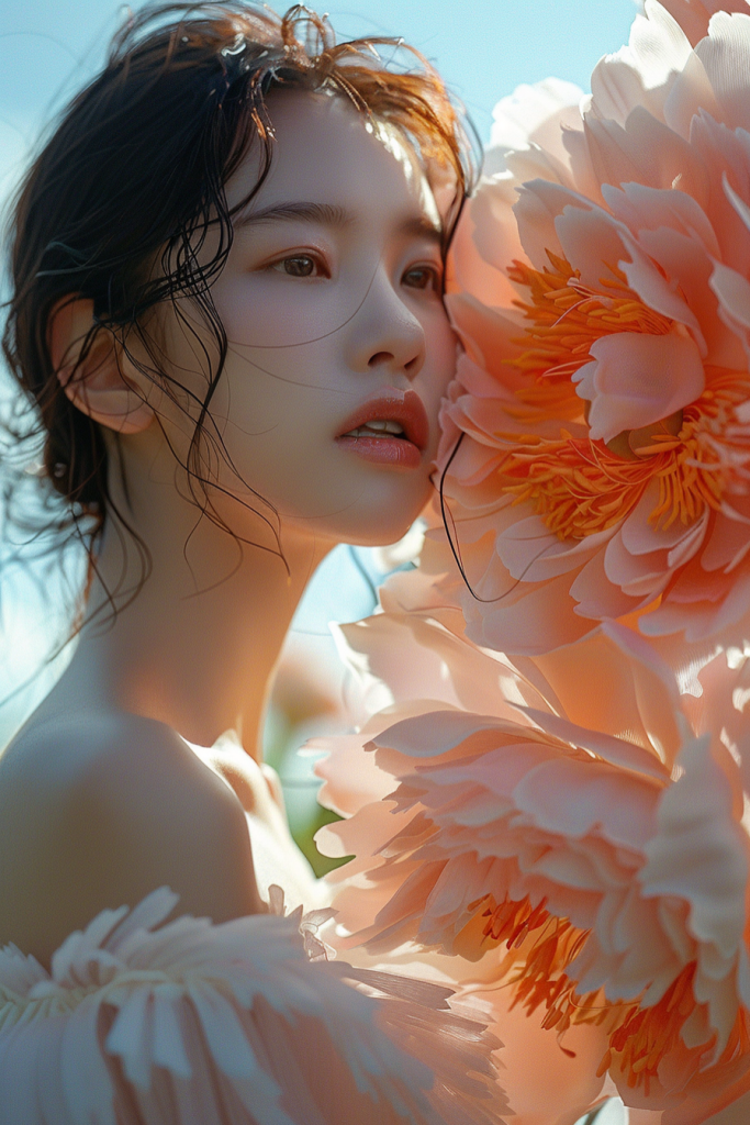 赏花春季鲜花少女肖像人物摄影图