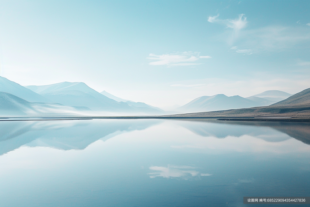 蓝色湖水自然风景壁纸